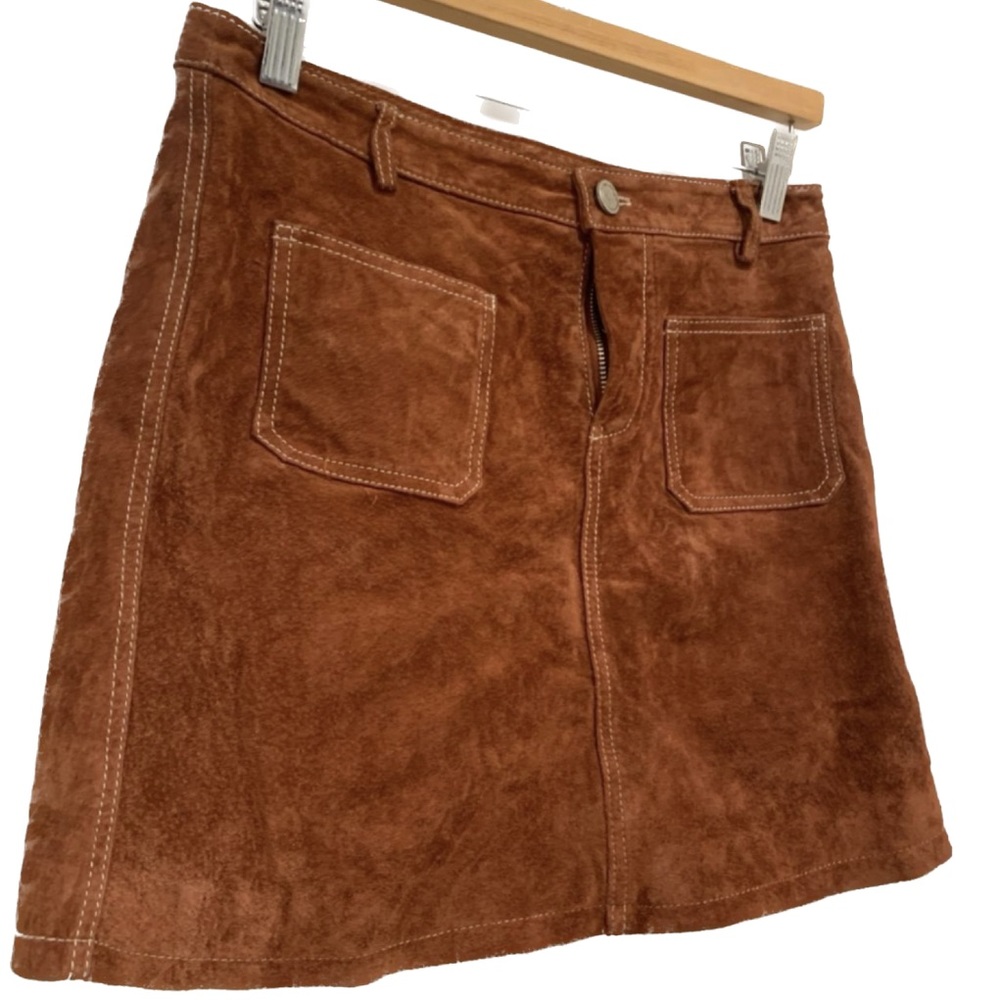 Brown suede mini skirt